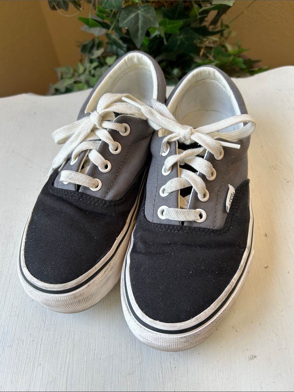 Vans Era Platform 2 Tone Black  Pewter Gray Skate-Style Shoe Sneaker